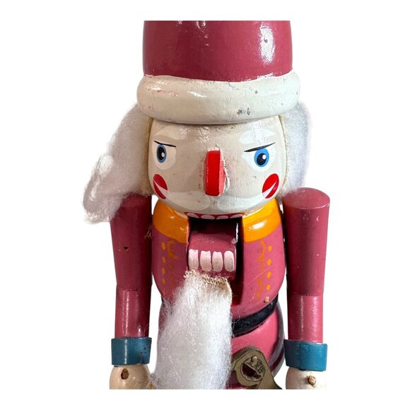 Vintage Wooden Nutcracker Santa Claus Rocking Horse Gifts & Beard 11" Holiday - Picture 2 of 13